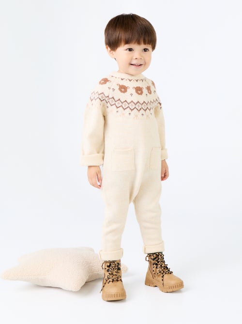 Combinaison longue de Noël en tricot jacquard - Kiabi