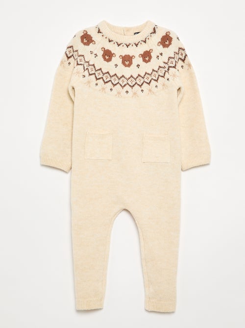 Combinaison longue de Noël en tricot jacquard - Kiabi
