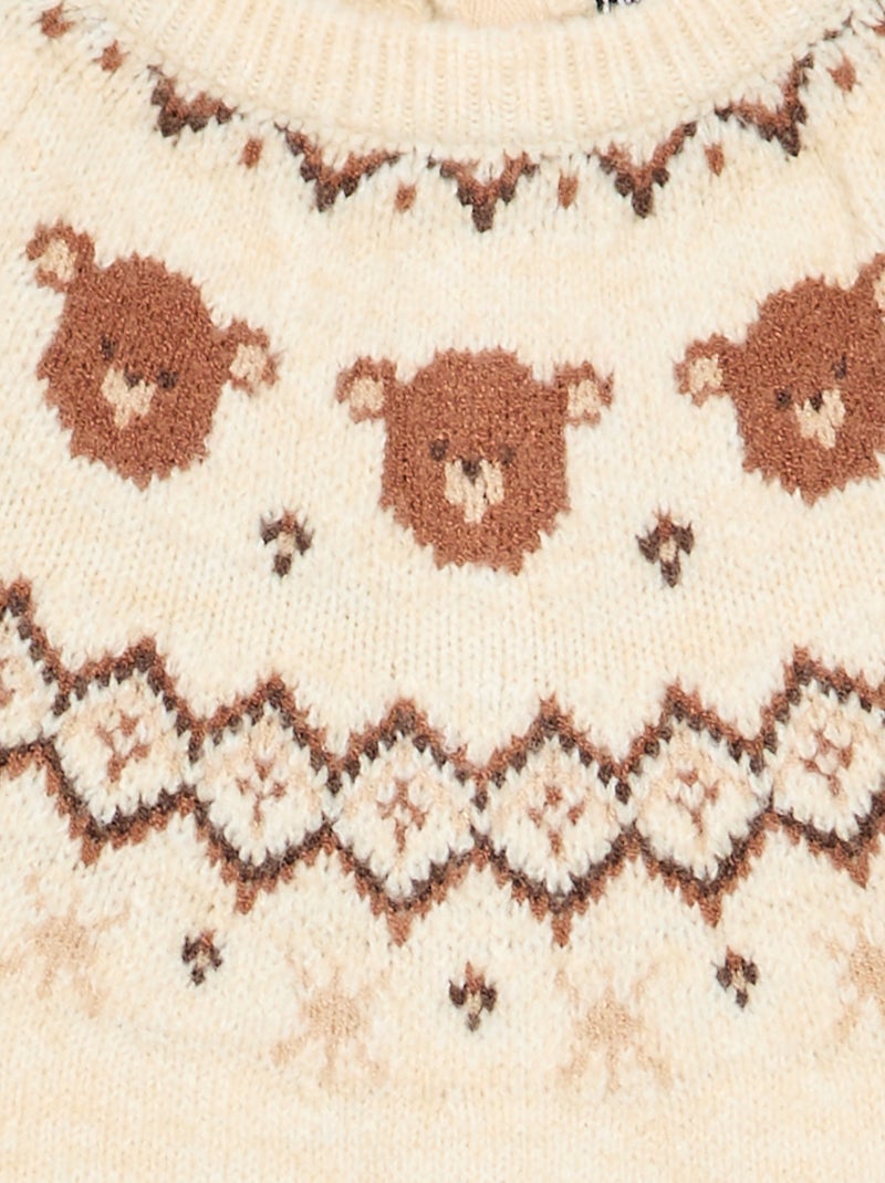 Combinaison longue de Noël en tricot jacquard Beige - Kiabi