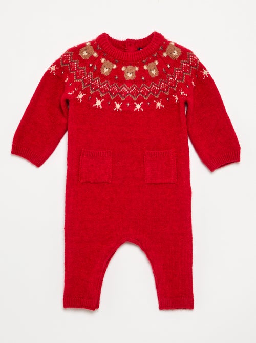 Combinaison longue de Noël en tricot jacquard - Kiabi