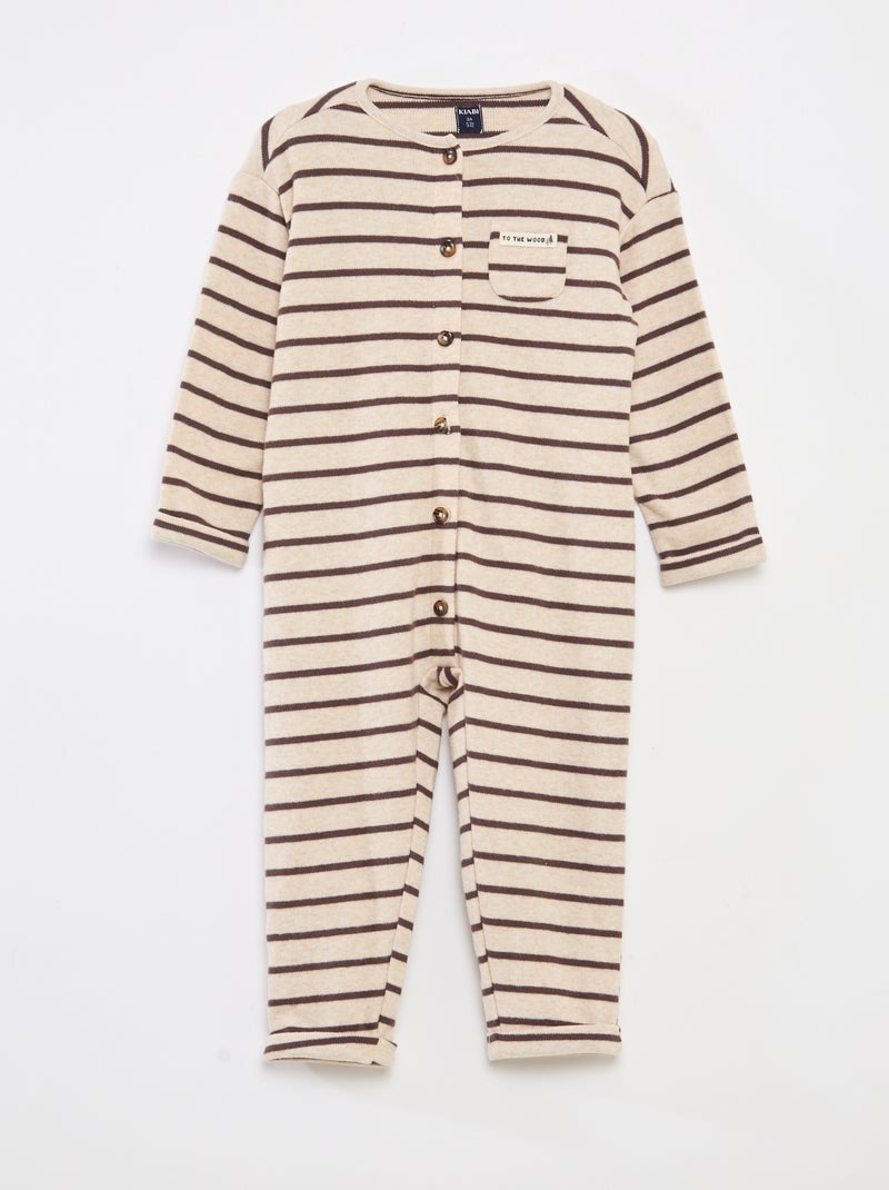 Combinaison longue en maille doudou Marron - Kiabi