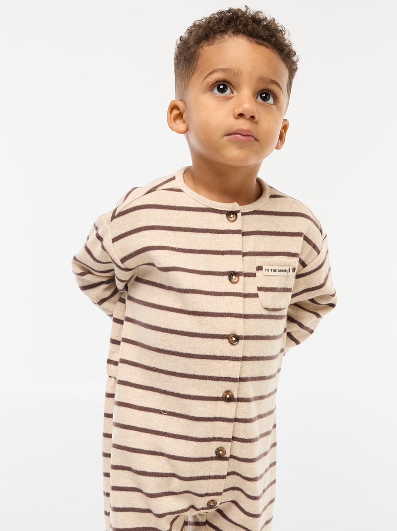 Combinaison longue en maille doudou Marron - Kiabi