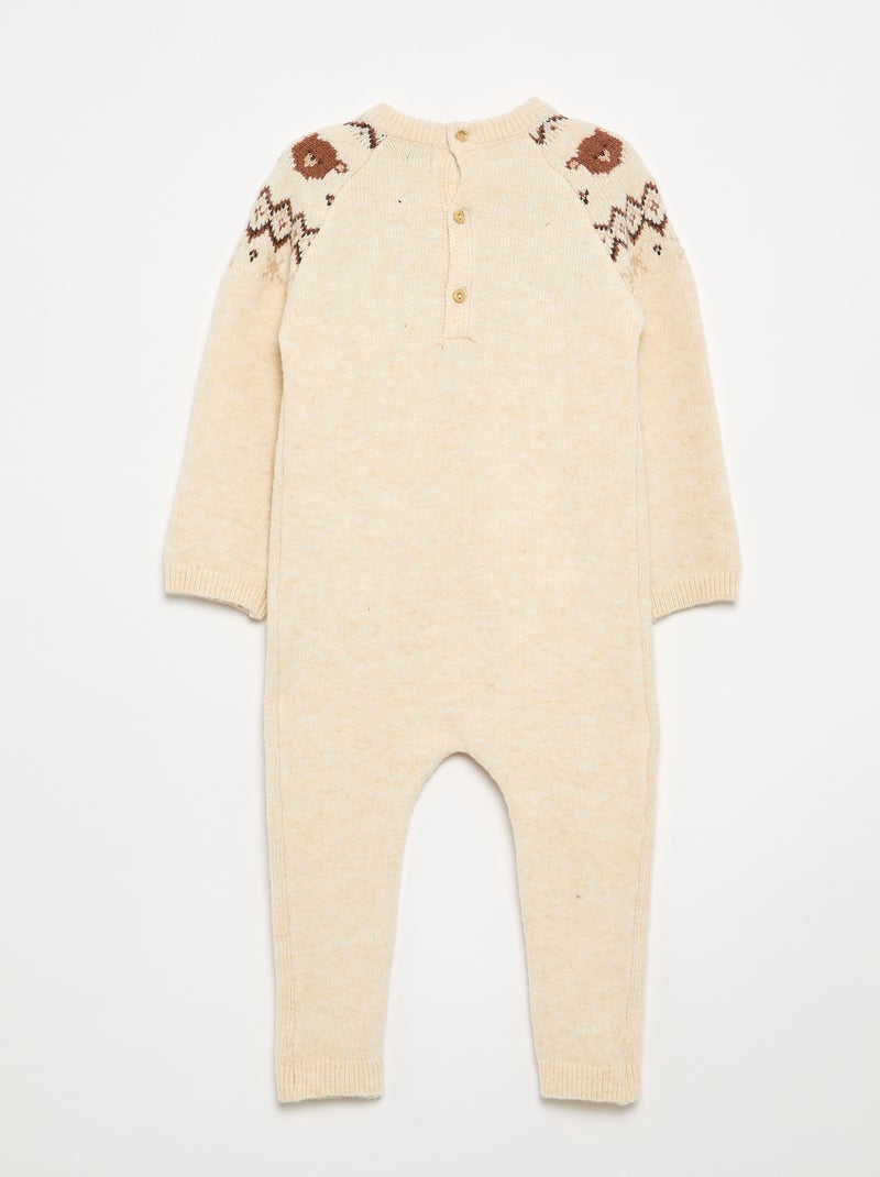 Combinaison longue en tricot jacquard Beige - Kiabi
