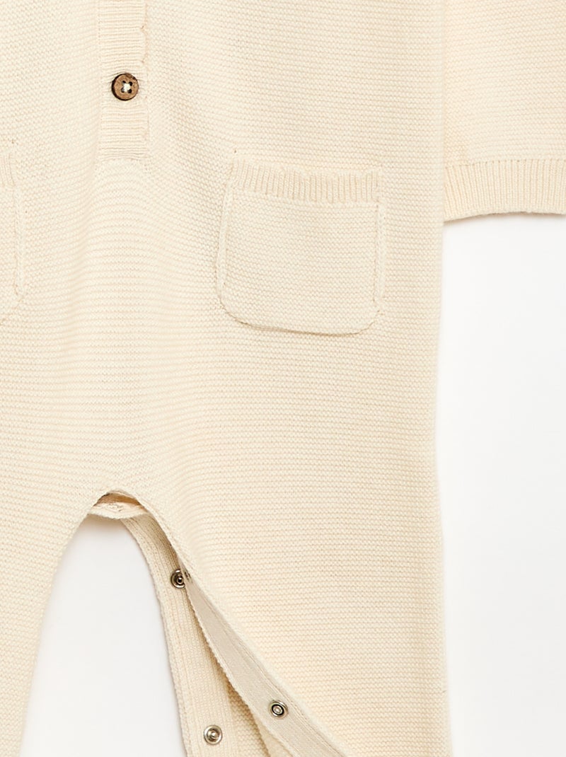 Combinaison longue en tricot point mousse Blanc - Kiabi