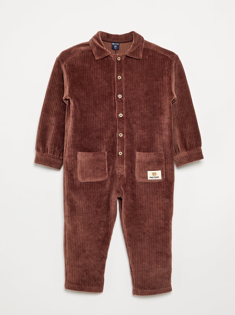Combinaison longue en velours Marron - Kiabi
