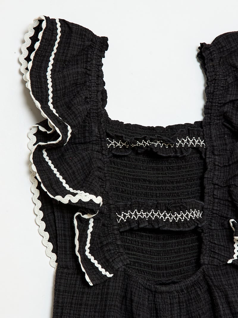 Combinaison pantalon avec volants Noir - Kiabi