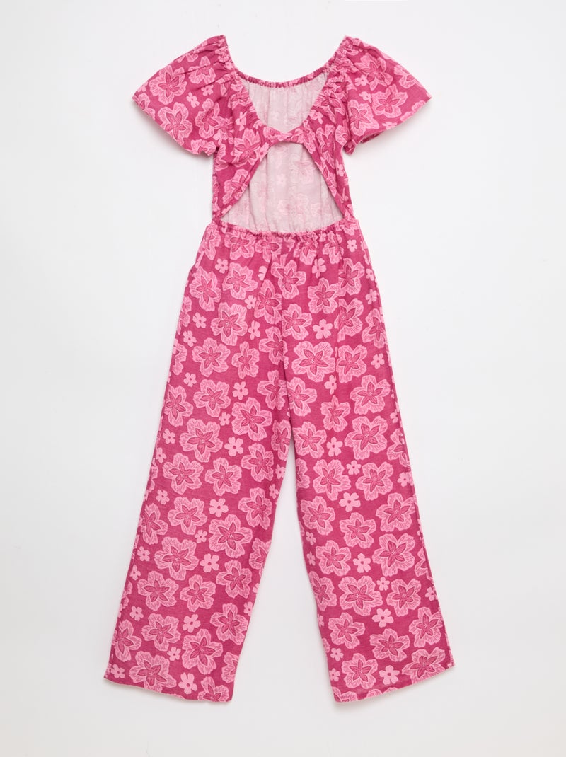 Combinaison pantalon large à manches courtes Rose - Kiabi