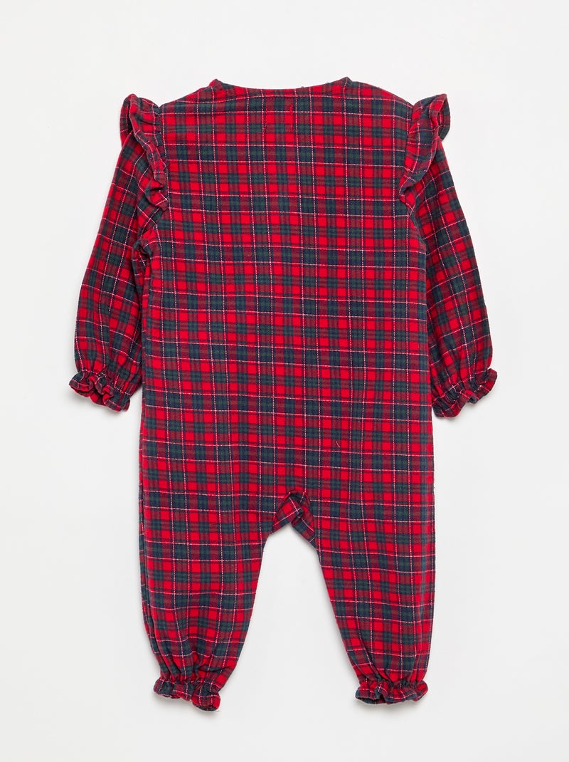 Combinaison pyjama à carreaux Rouge - Kiabi