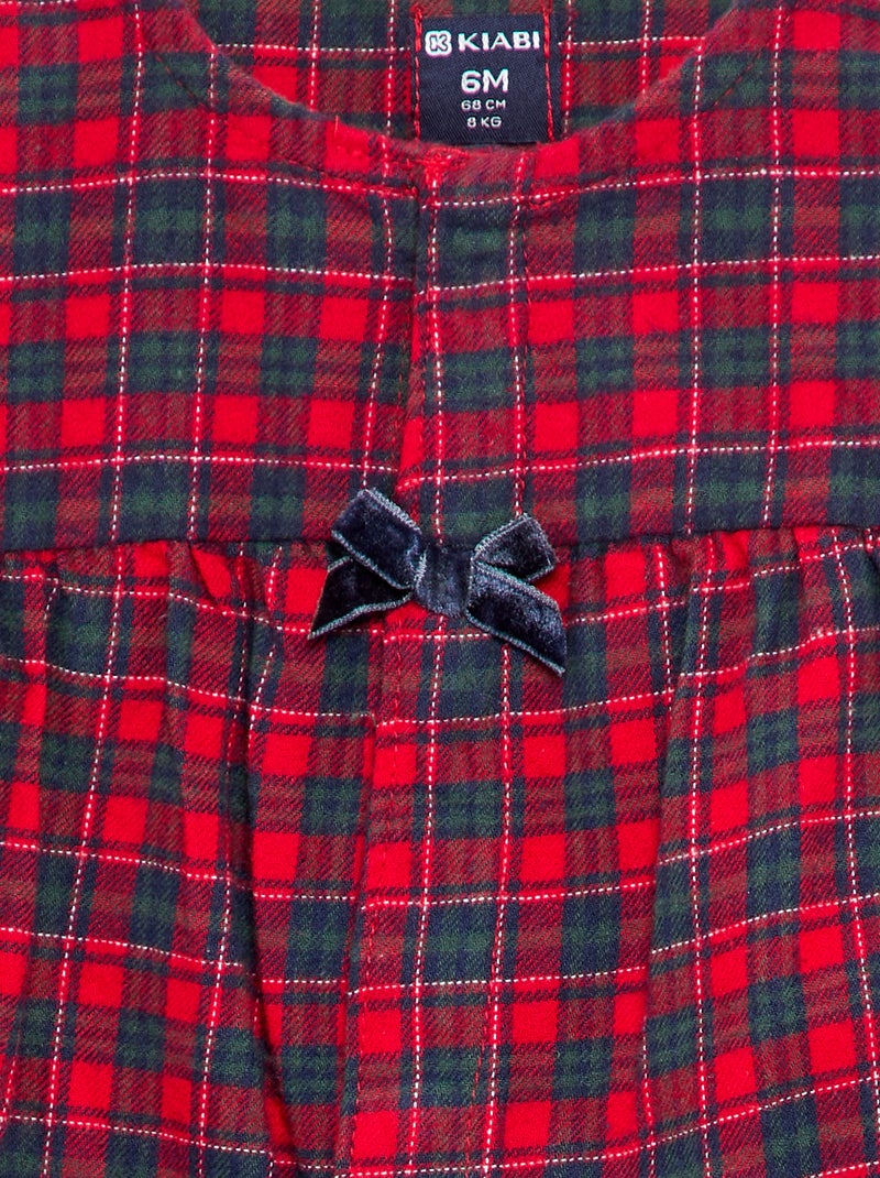 Combinaison pyjama à carreaux Rouge - Kiabi