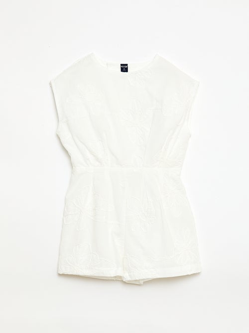 Combinaison short avec grandes fleurs brodées - Kiabi