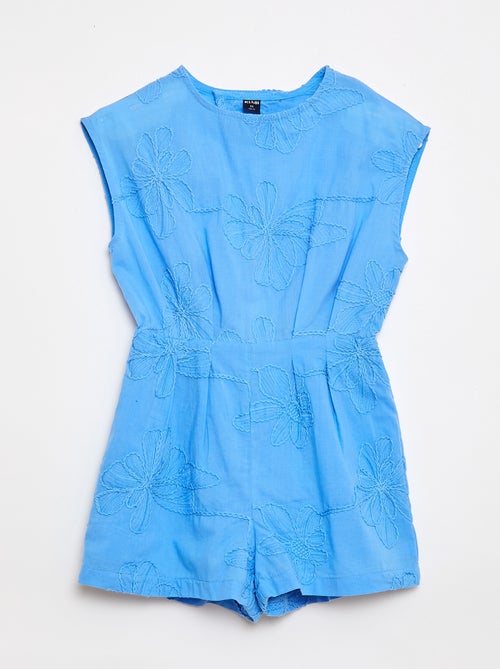 Combinaison short avec grandes fleurs brodées - Kiabi