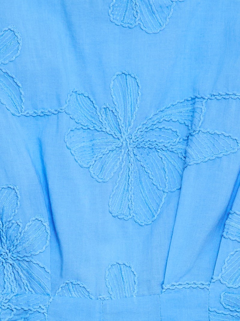 Combinaison short avec grandes fleurs brodées Bleu - Kiabi