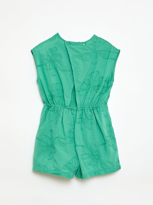Combinaison short avec grandes fleurs brodées - Kiabi