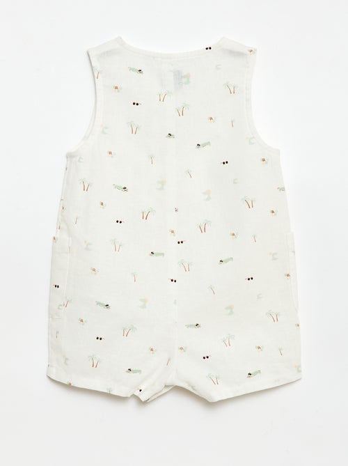 Combinaison short en coton et lin - Kiabi