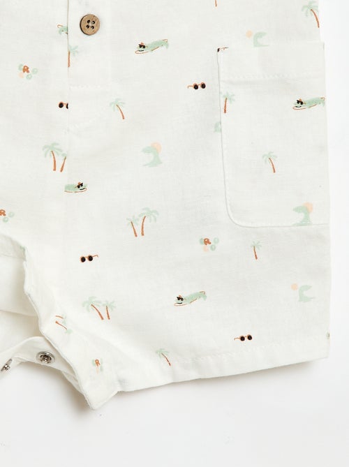 Combinaison short en coton et lin - Kiabi