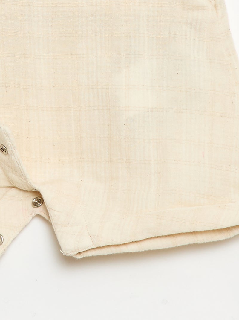 Combinaison short en double gaze de coton Blanc - Kiabi