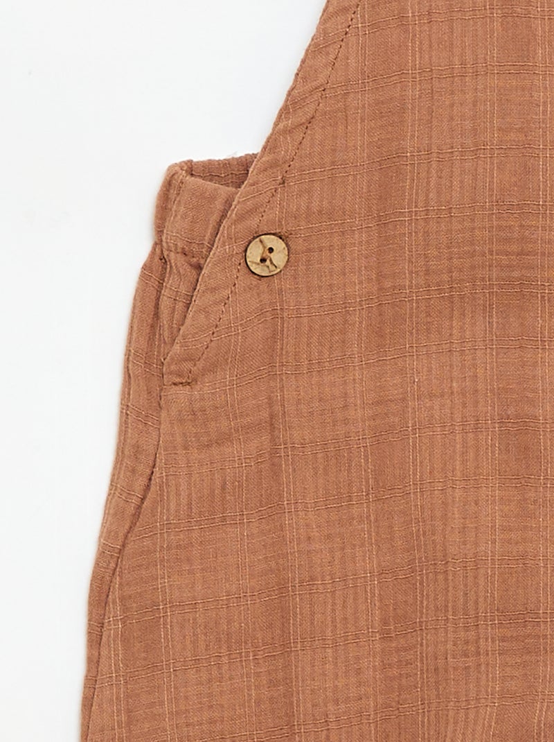 Combinaison short en double gaze de coton Marron - Kiabi