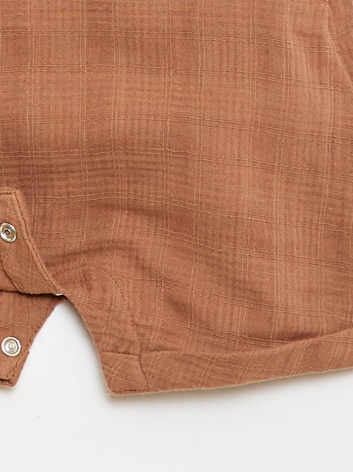 Combinaison short en double gaze de coton - Kiabi