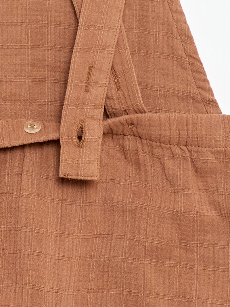 Combinaison short en double gaze de coton Marron - Kiabi