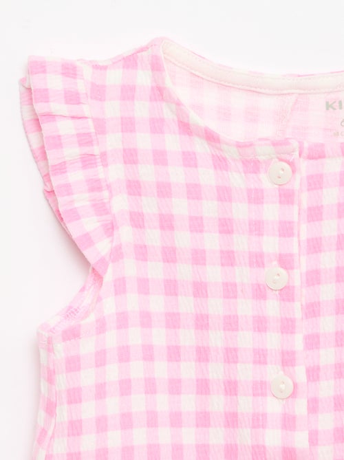 Combinaison short en jersey de coton avec volants aux manches - Kiabi