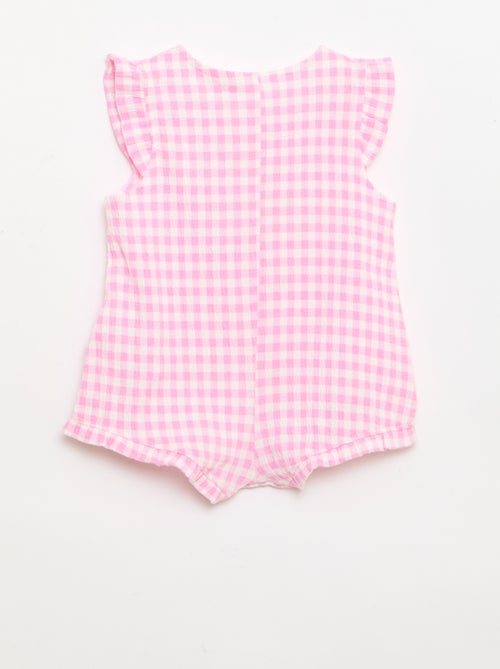 Combinaison short en jersey de coton avec volants aux manches - Kiabi