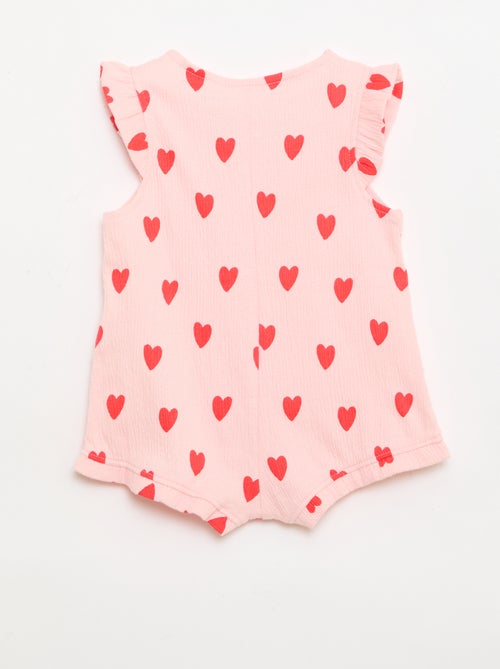 Combinaison short en jersey de coton avec volants aux manches - Kiabi