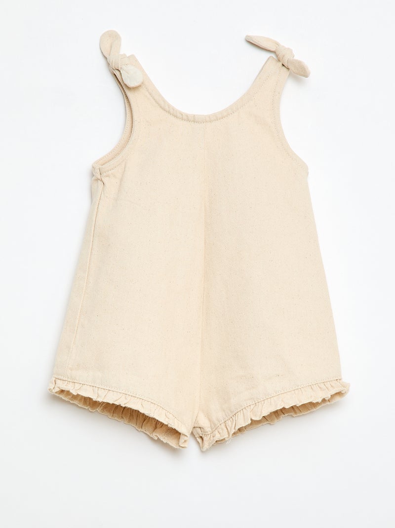 Combinaison short en twill à bretelles Blanc - Kiabi