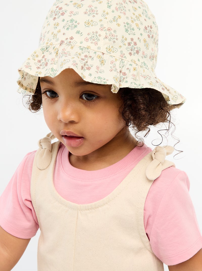 Combinaison short en twill à bretelles Blanc - Kiabi