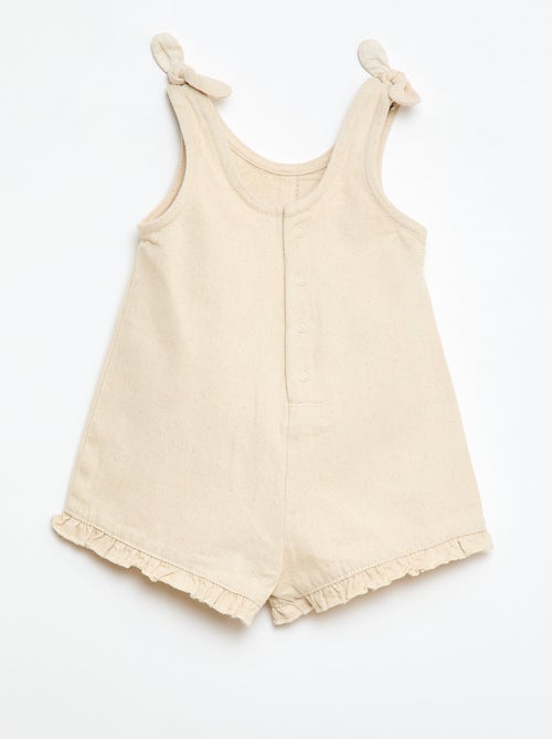 Combinaison short en twill à bretelles - Kiabi