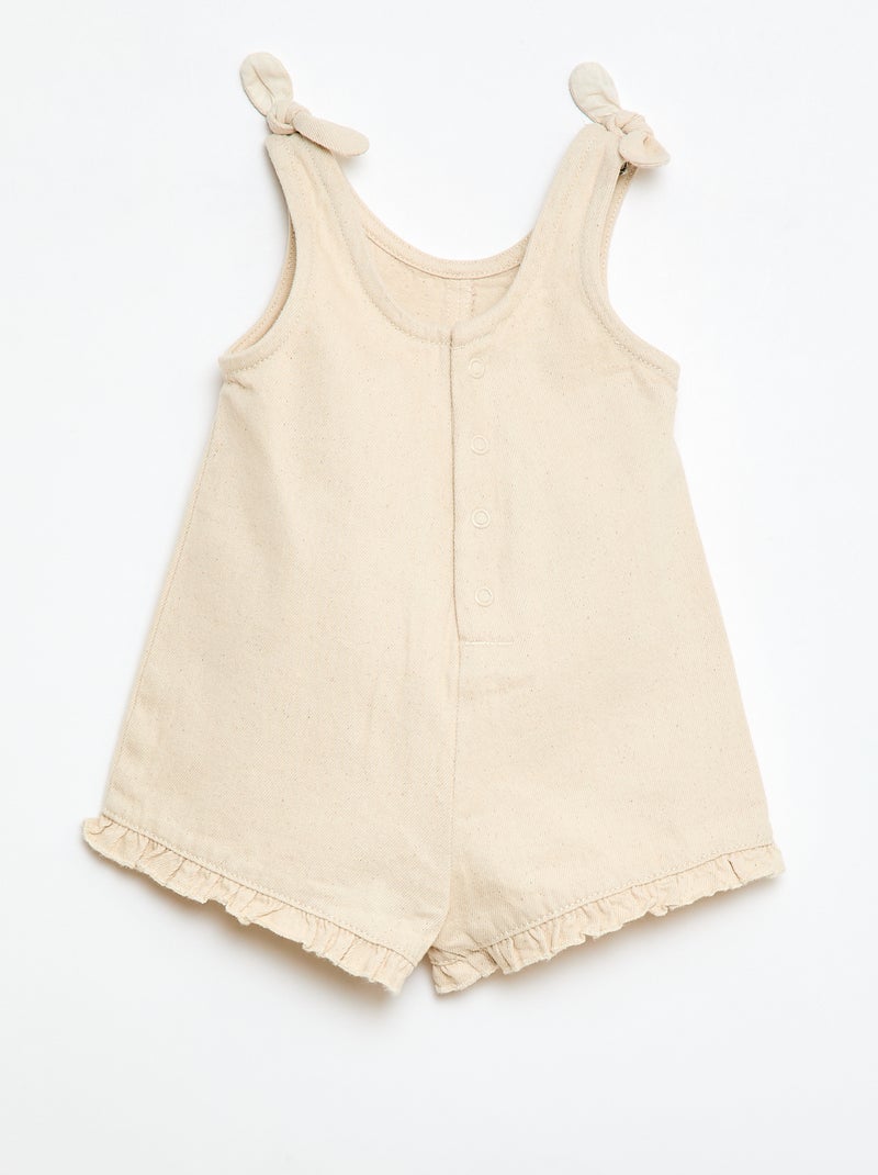 Combinaison short en twill à bretelles Blanc - Kiabi