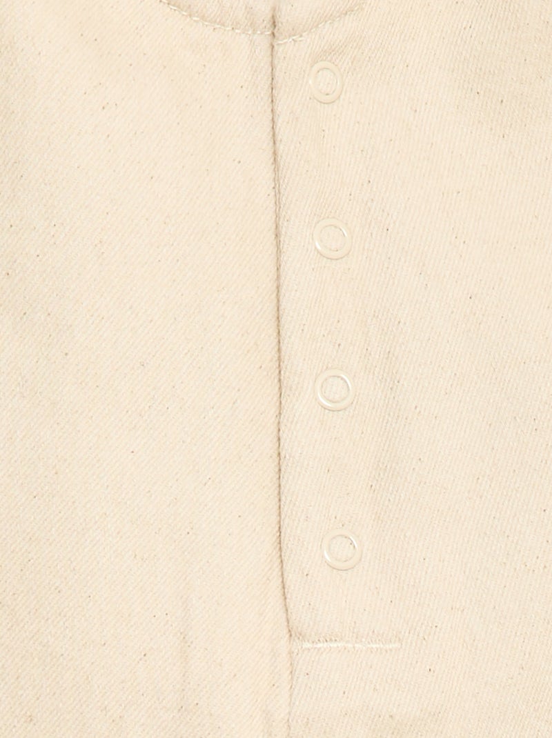 Combinaison short en twill à bretelles Blanc - Kiabi