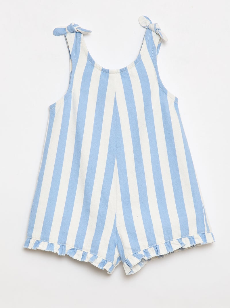 Combinaison short en twill à bretelles Bleu - Kiabi