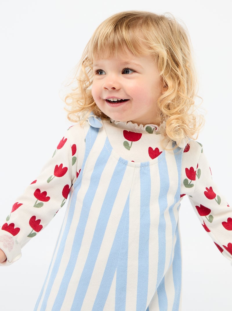 Combinaison short en twill à bretelles Bleu - Kiabi