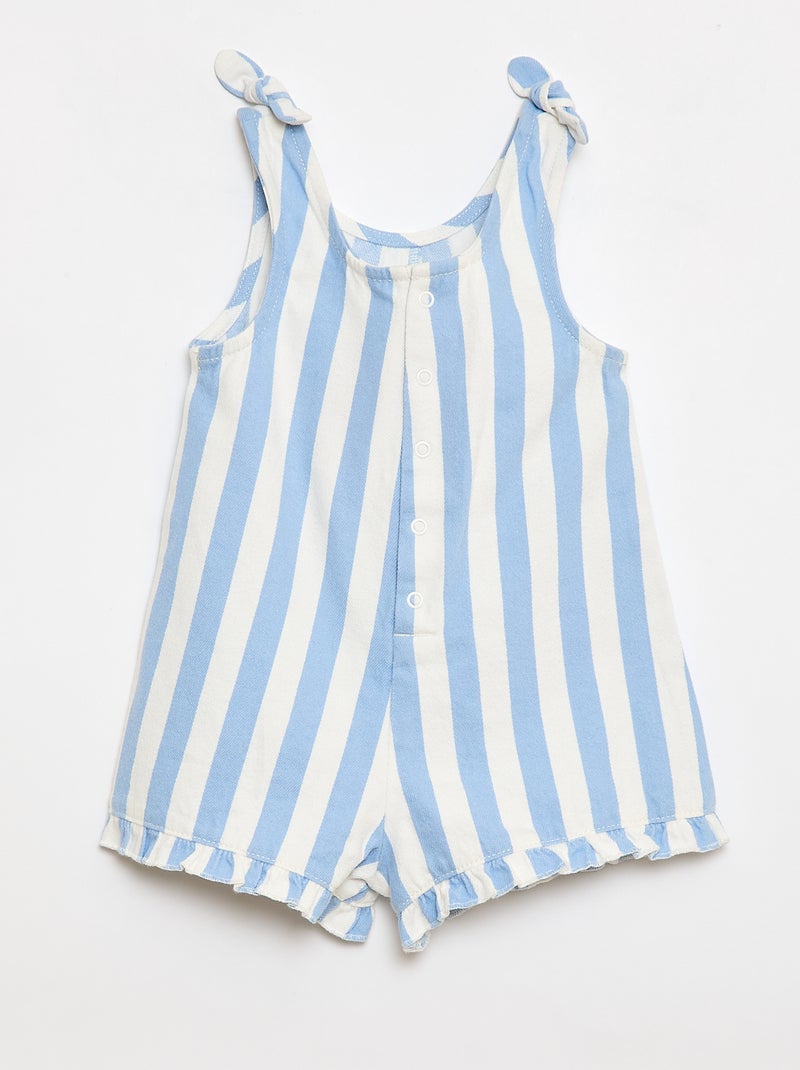 Combinaison short en twill à bretelles Bleu - Kiabi