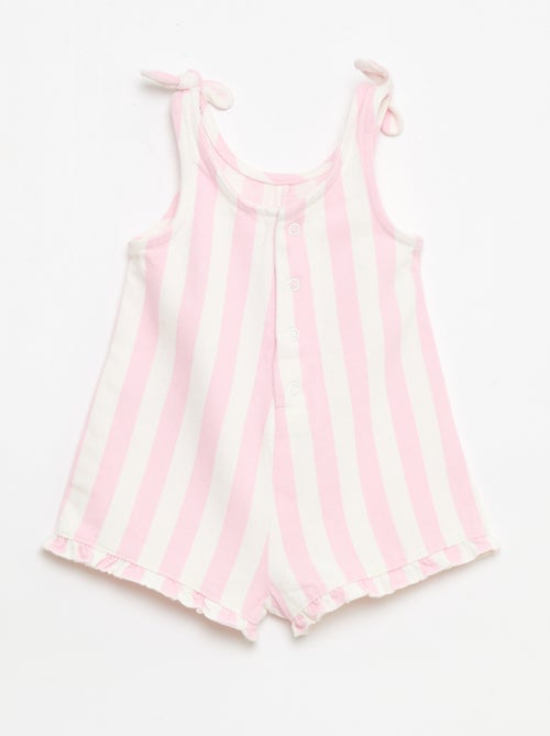 Combinaison short en twill à bretelles - Kiabi