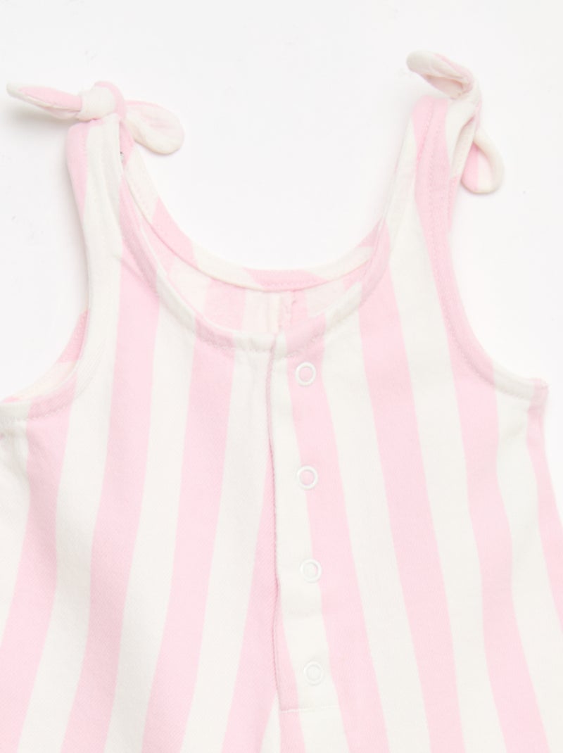 Combinaison short en twill à bretelles Rose - Kiabi
