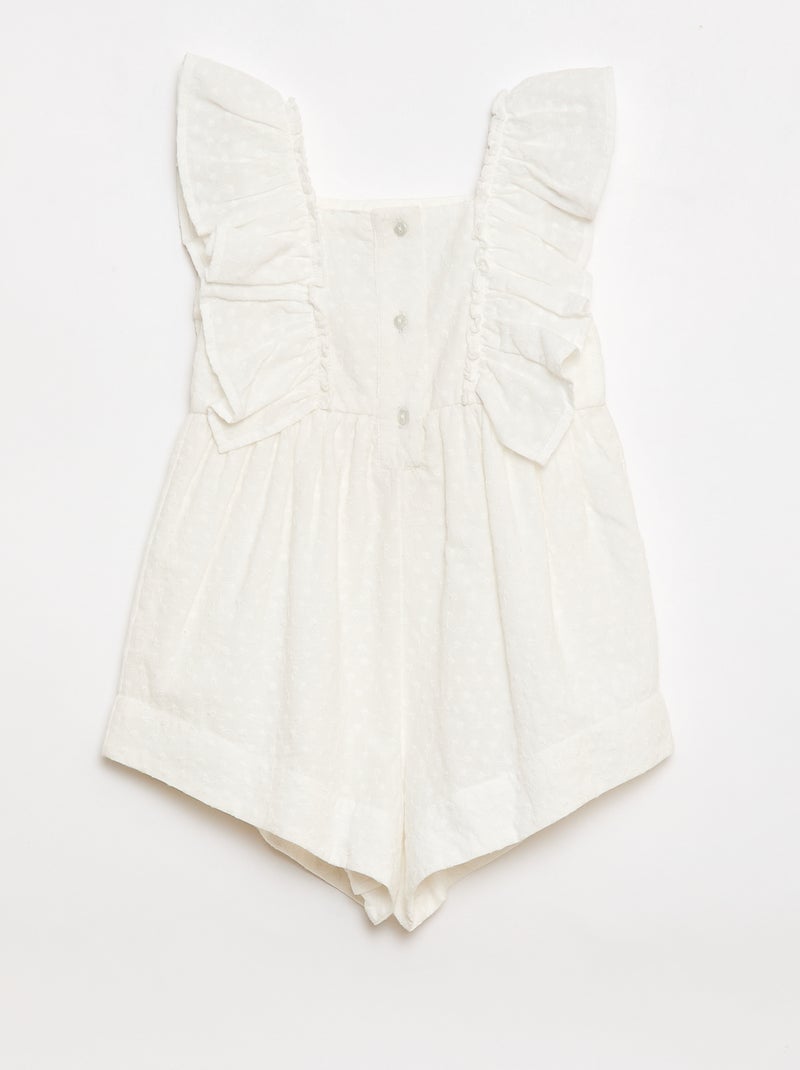 Combinaison short sans manches en broderie anglaise avec volants Blanc - Kiabi