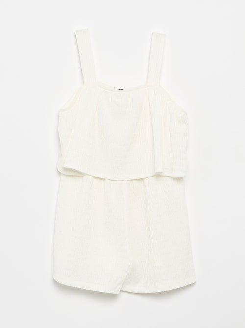 Combinaison short unie à bretelles en maille gaufrée - Kiabi