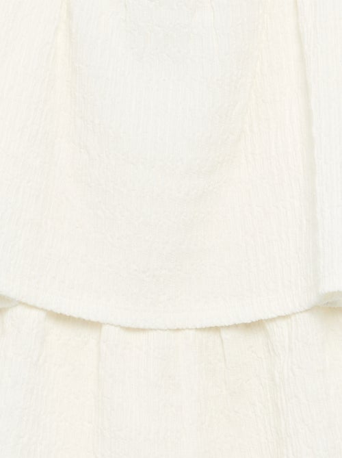 Combinaison short unie à bretelles en maille gaufrée - Kiabi