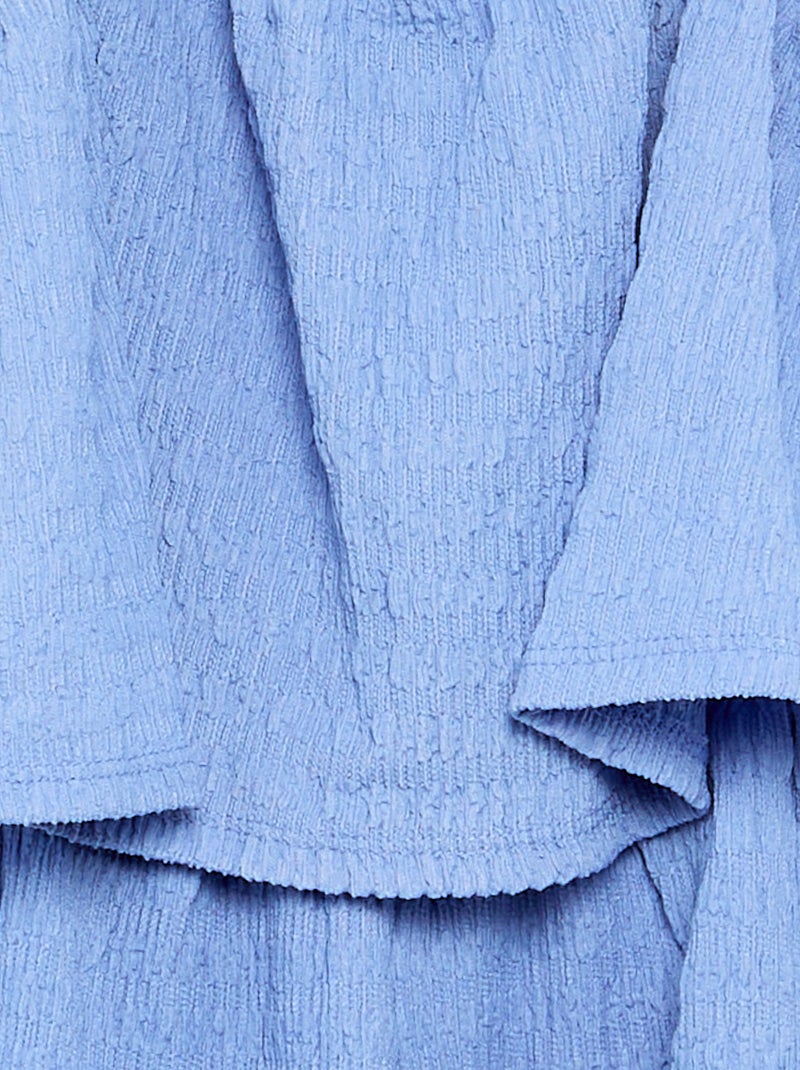 Combinaison short unie à bretelles en maille gaufrée Bleu - Kiabi