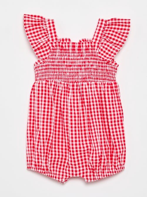 Combinaison short Vichy avec volant - Kiabi