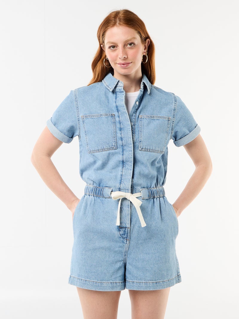 Combishort en denim Bleu - Kiabi