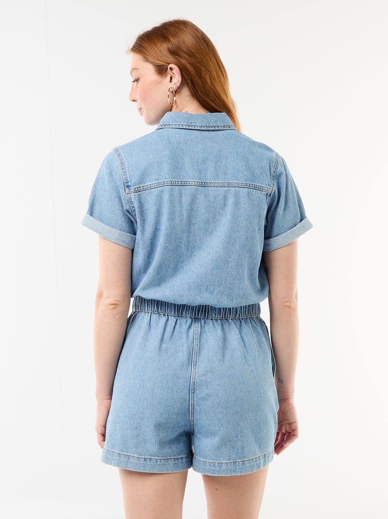 Combishort en denim Bleu - Kiabi