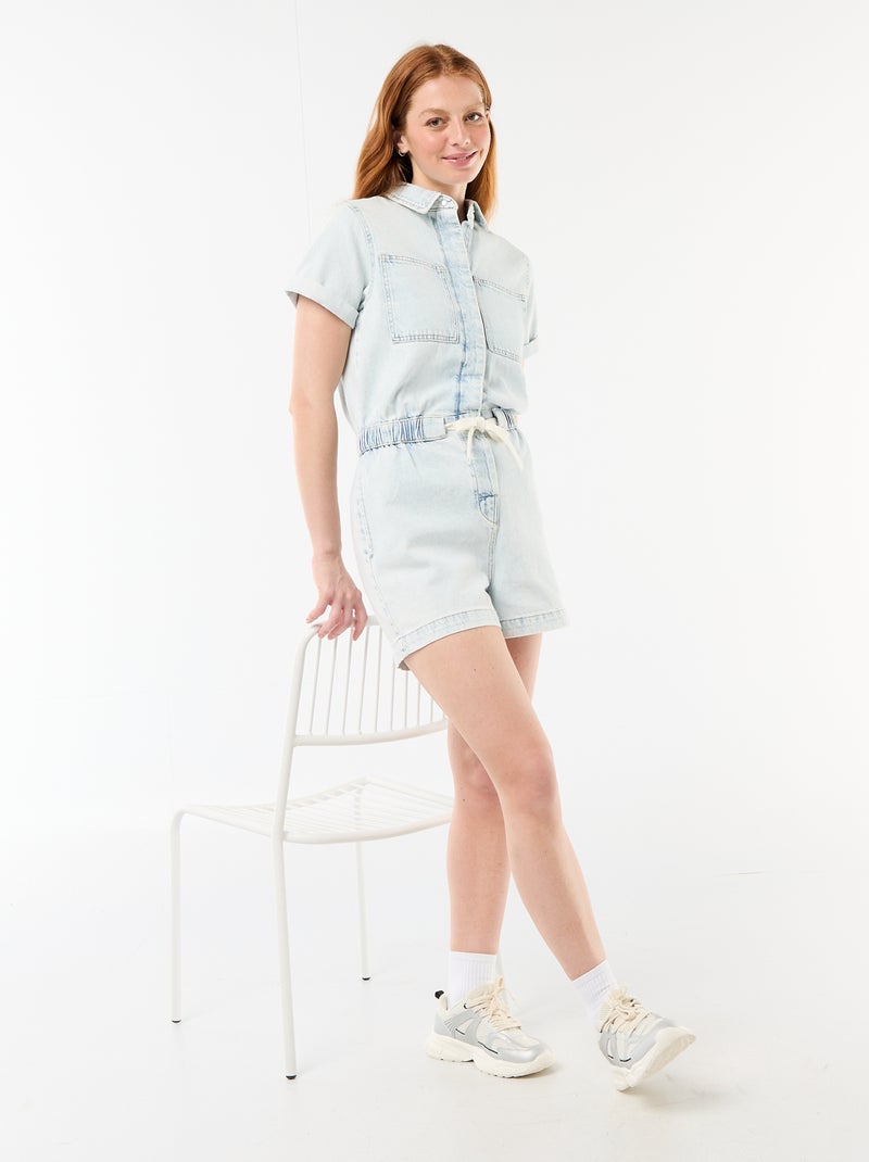 Combishort en denim Bleu - Kiabi