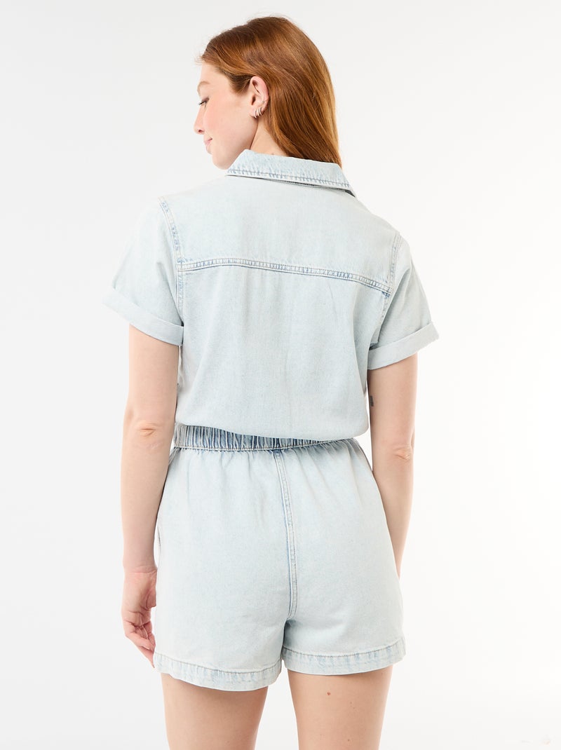 Combishort en denim Bleu - Kiabi