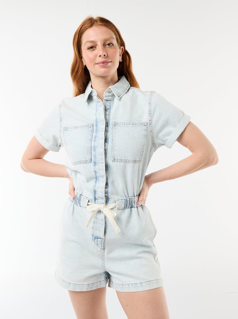 Combishort en denim Bleu - Kiabi