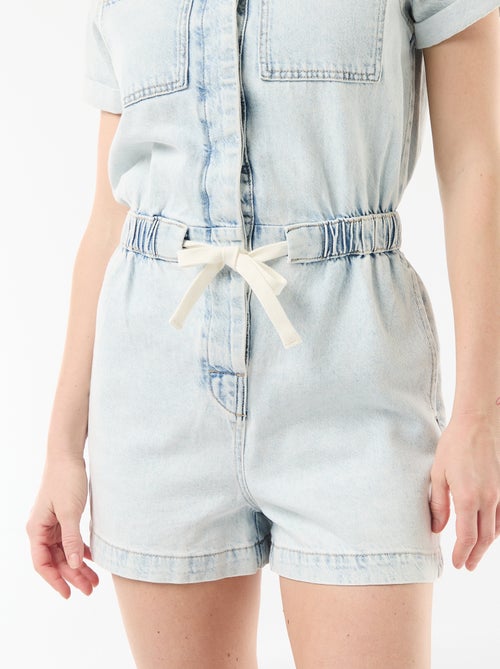 Combishort en denim - Kiabi