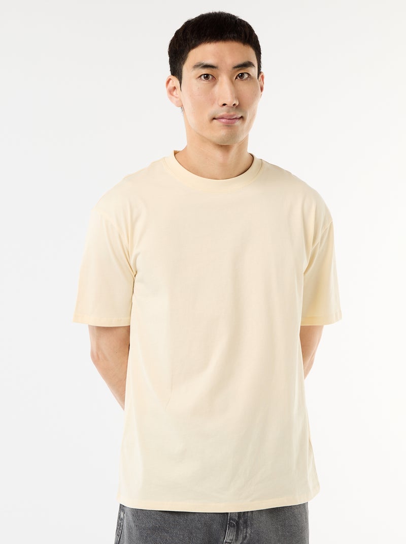 Comfort Fit / Oversized Plain T-shirt Beige - Kiabi