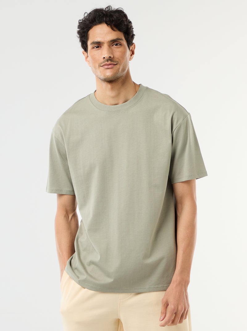 Comfort Fit / Oversized Plain T-shirt Green - Kiabi