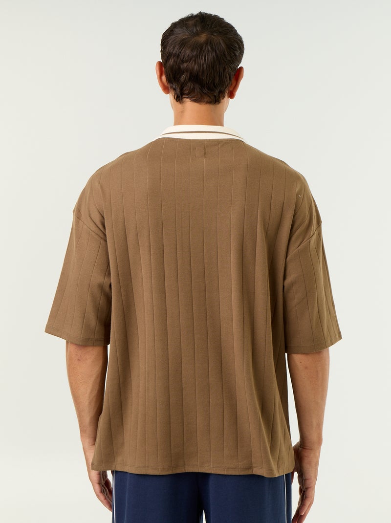 Comfort Fit Short Sleeve Polo Brown - Kiabi